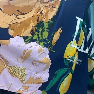 Navy Floral & Lemon Graphic Top